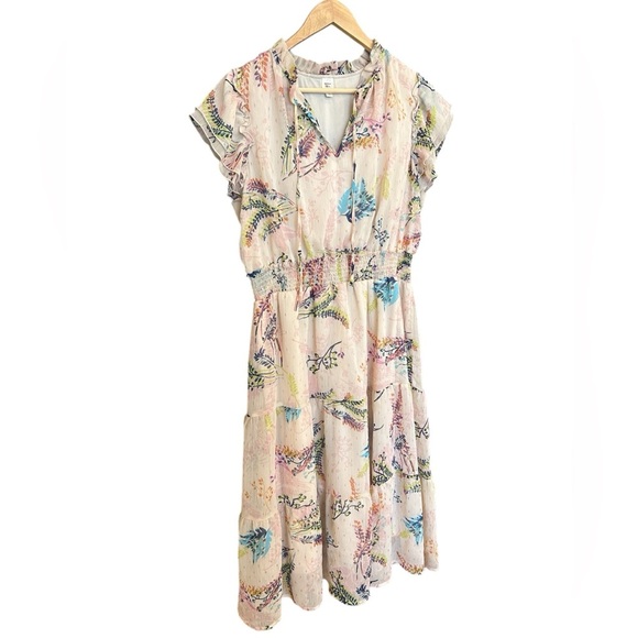 Autres Filles 1X midi Floral Print Women's Dress EUC - Picture 1 of 16